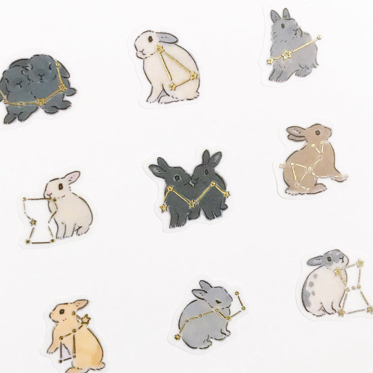 Papier Platz Schinako Moriyama Flake Stickers - Constellations and Rabbits