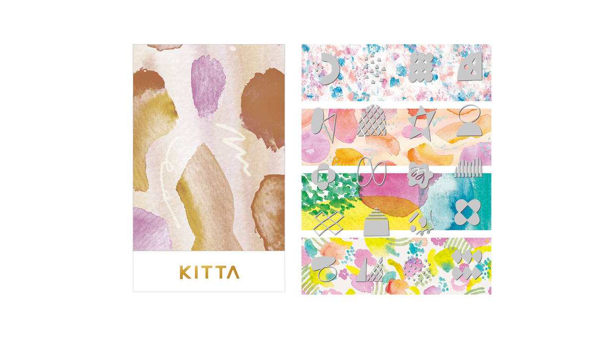 KITTA Portable Washi Decorative Tape - Collage - Watercolor