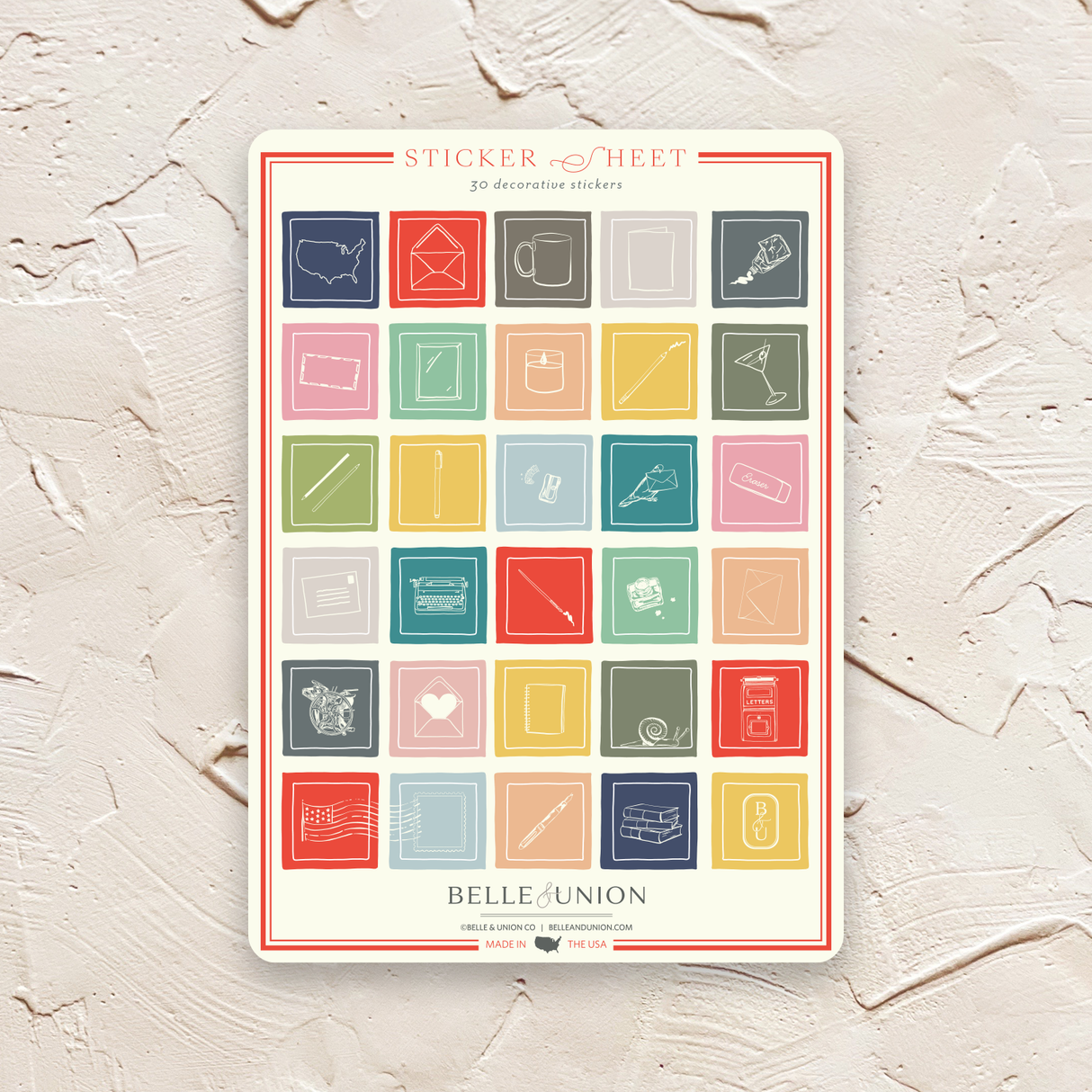 Mini Stationery Icons Sticker Sheet
