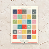 Mini Stationery Icons Sticker Sheet