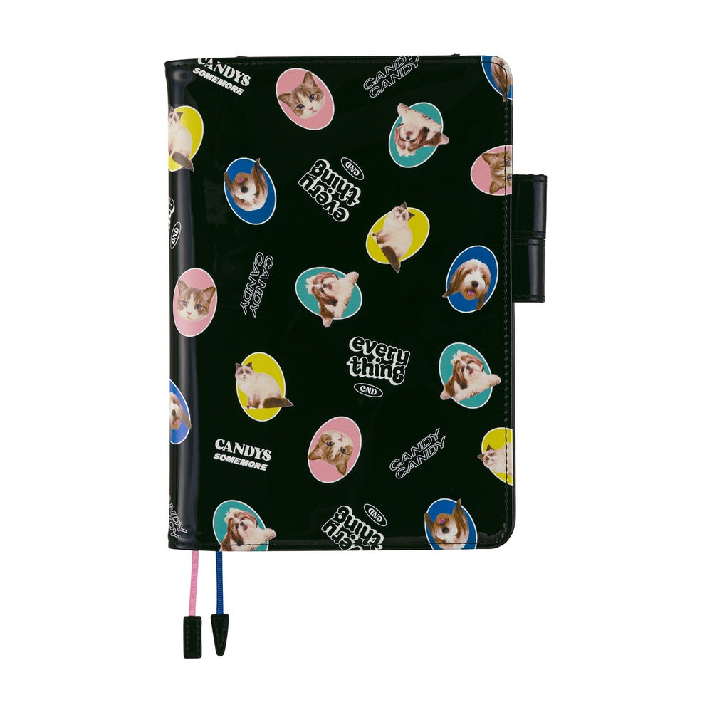 Hobonichi Techo A5 Cousin Planner Set - Candy Stripper: Random Dog & Cat (Black)