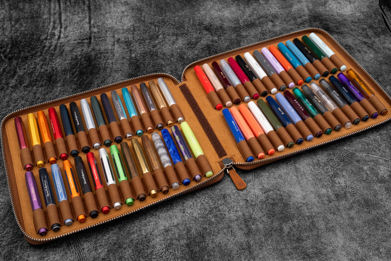 Galen Leather Zipper Pen Case for 60 Kaweco Pens – Atlas Stationers