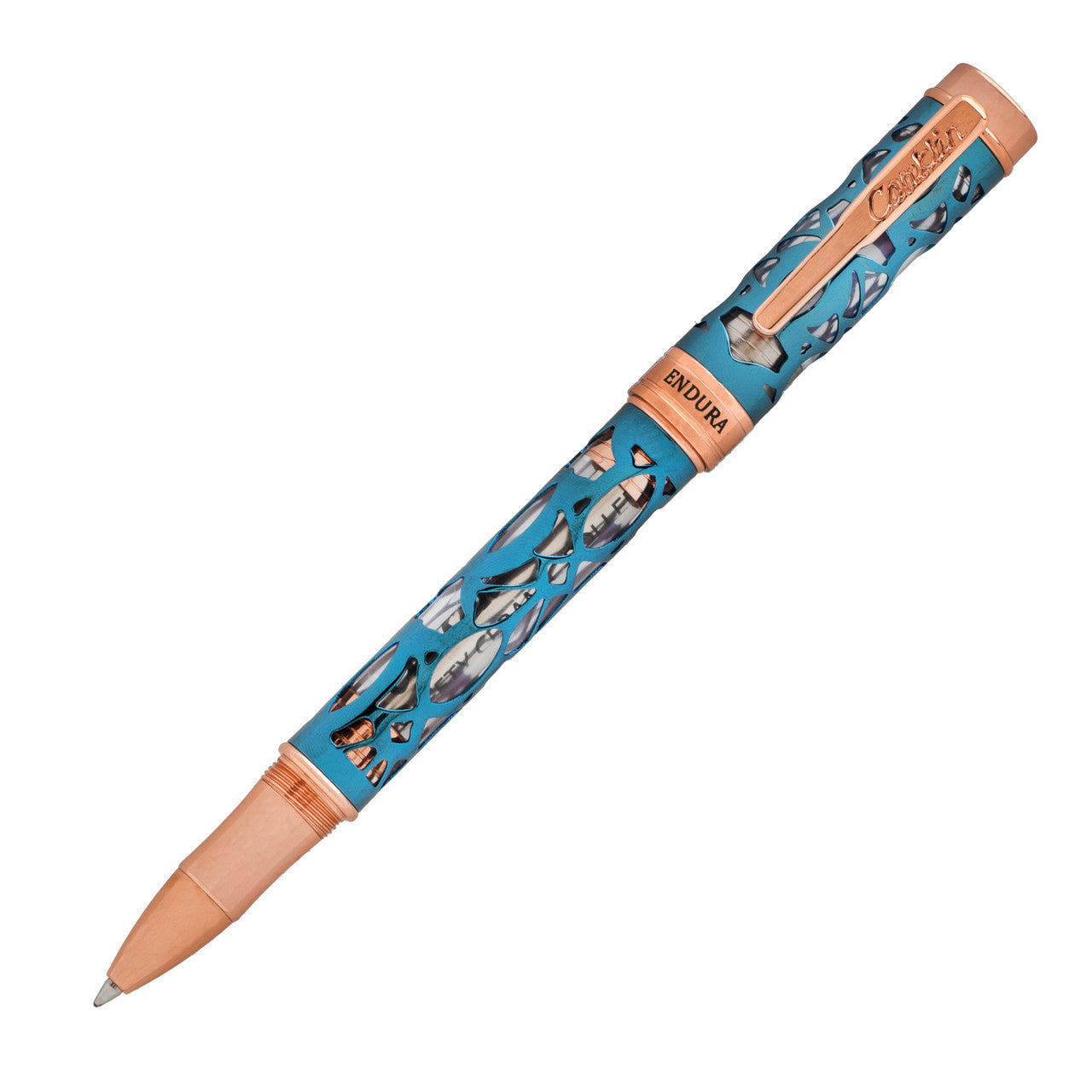 レプトン　D-pen 150 Dペン　ダイビングペンシル Conklin Endura Deco Crest Rollerball Pen - Demo Blue w/ Rose Gold