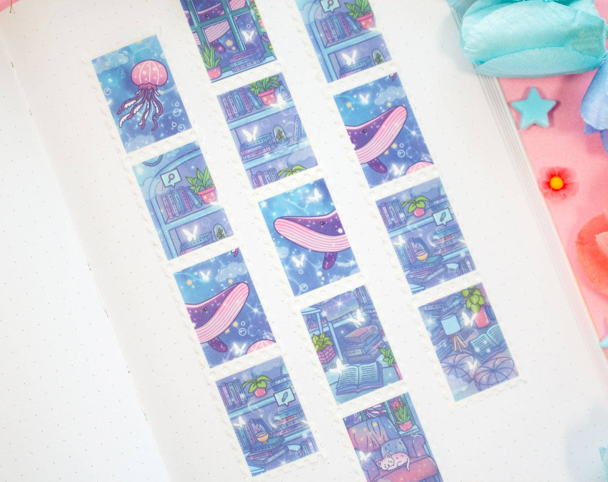 Unicorn Eclipse Reading Room Stamp Washi Tape