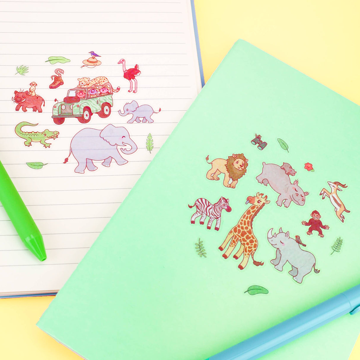 Safari Animals Wildlife Art Stationery Vinyl Sticker Sheet