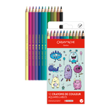 Caran D'Ache Swisscolor 12-Piece Watercolor Pencil Set - Kawaii Collection - Funny Monsters