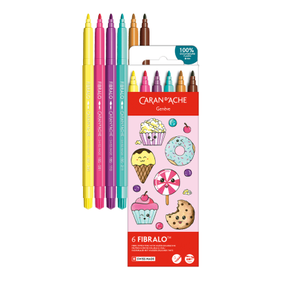 Caran D'Ache Fibralo 6-Piece Pen Set - Kawaii Collection - Candy World