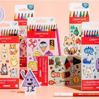 Caran D'Ache Fibralo 6-Piece Pen Set - Kawaii Collection - Funny Monsters