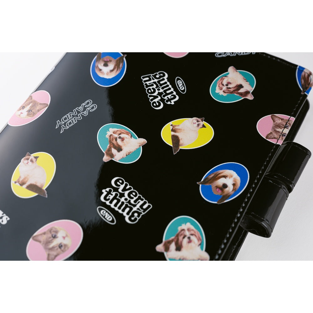 Hobonichi Techo A5 Cousin Planner Set - Candy Stripper: Random Dog & Cat (Black)