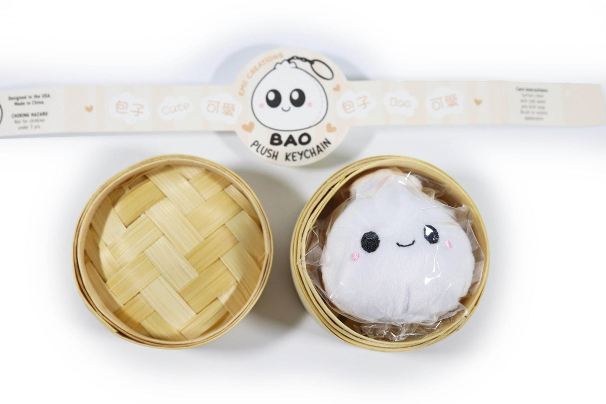 Tiny Bao Plush Keychain: With Steamer