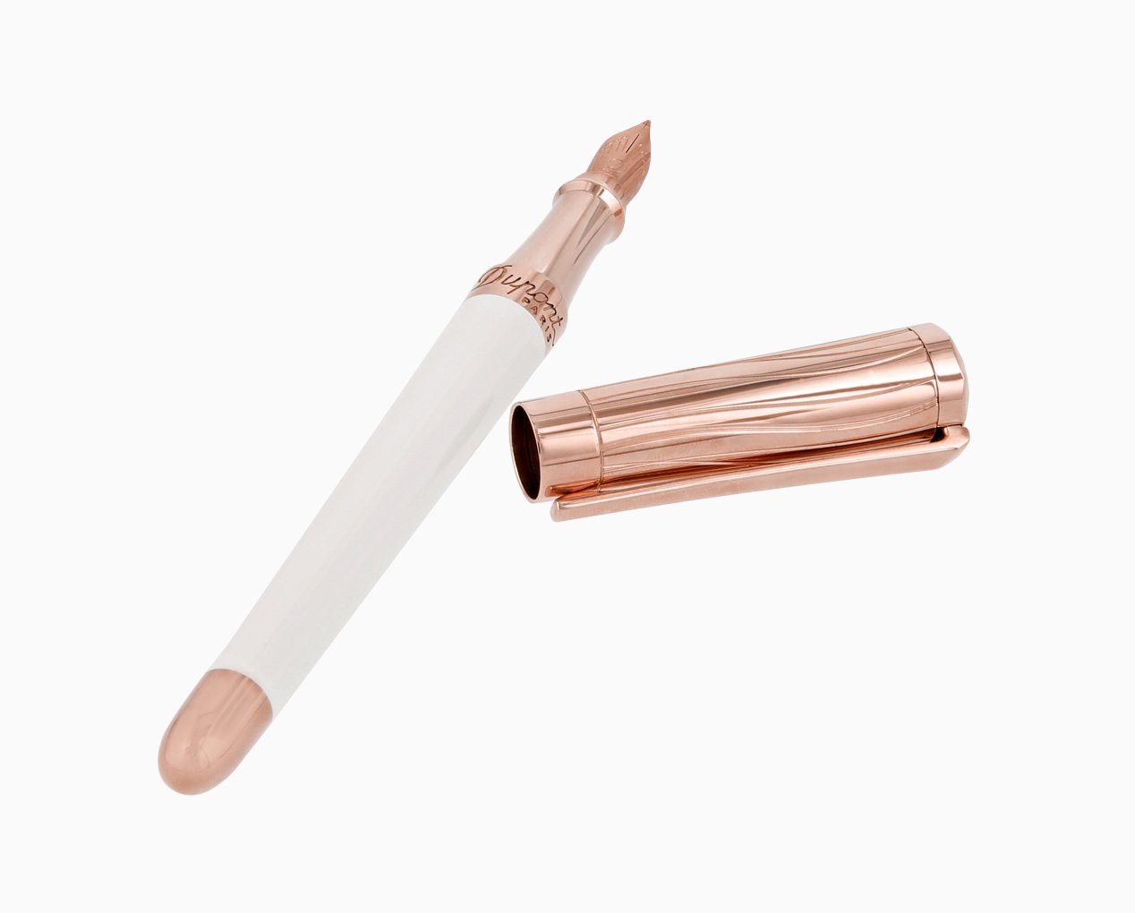 ST. Dupont Liberte Fountain Pen - White Lacquer and Pink Gold