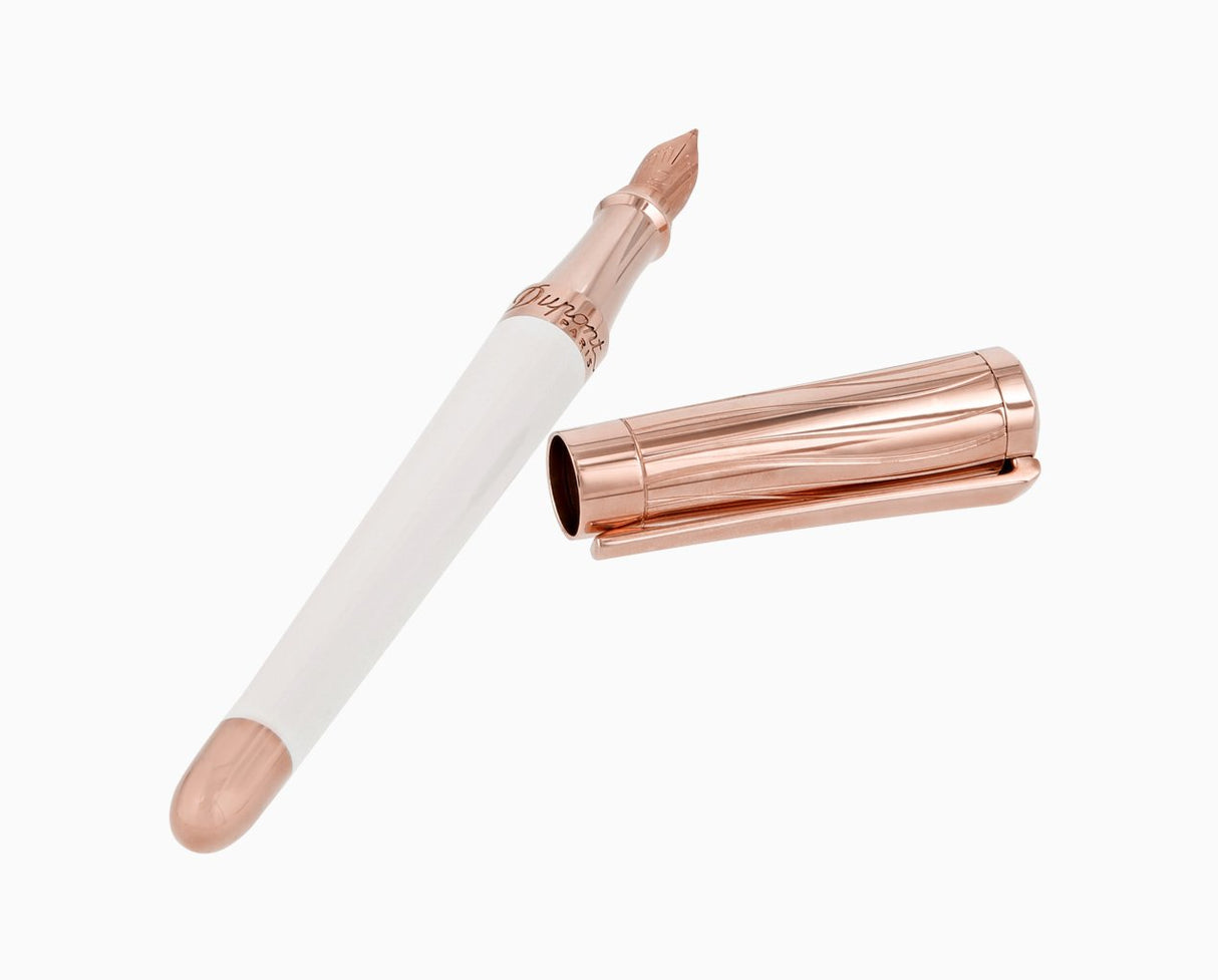 ST. Dupont Liberte Fountain Pen - White Lacquer and Pink Gold (Doorbuster)