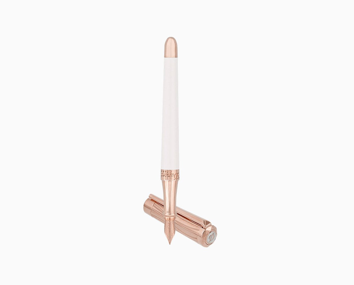 ST. Dupont Liberte Fountain Pen - White Lacquer and Pink Gold (Doorbuster)