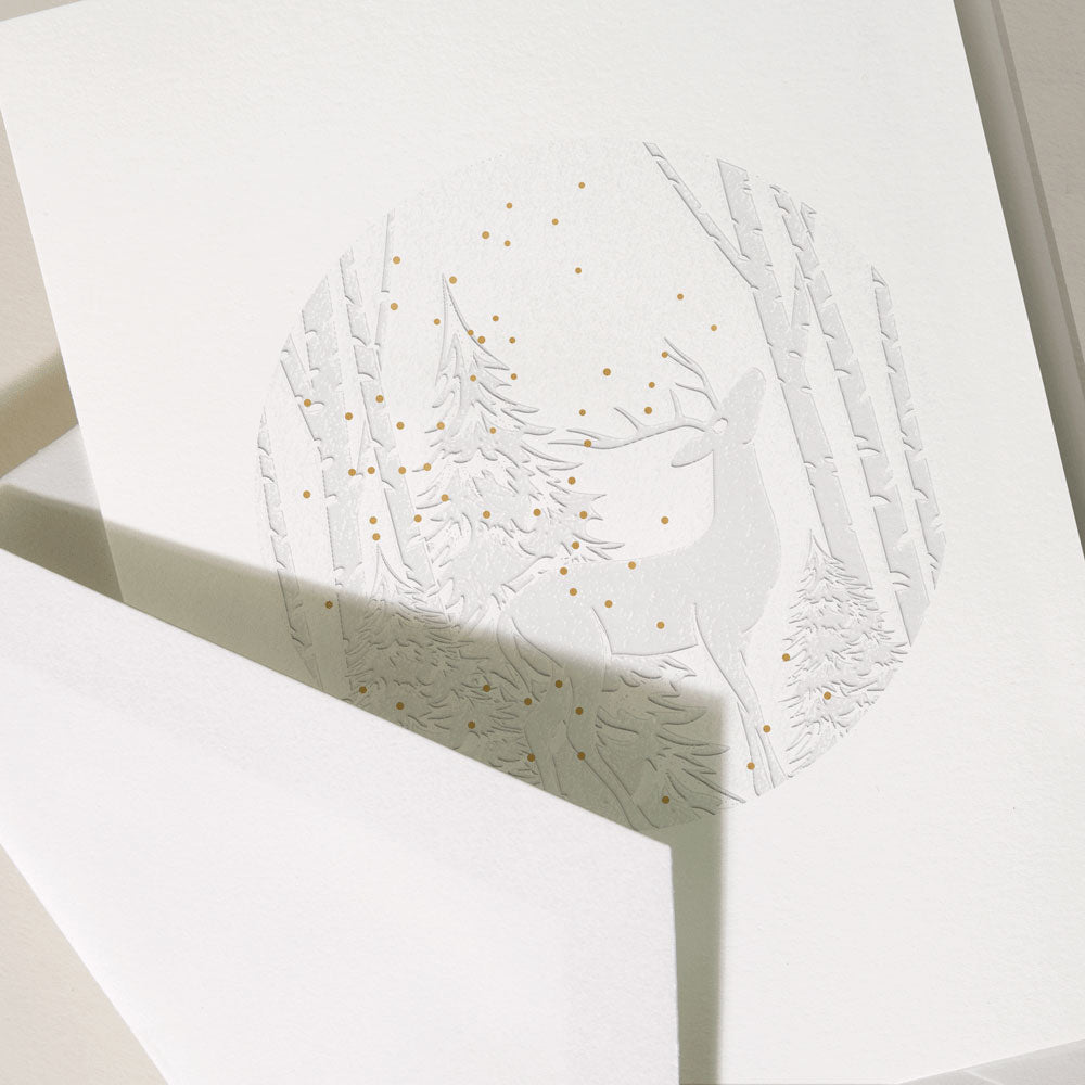 Crane Boxed Holiday Cards - Birch Forest Reindeer