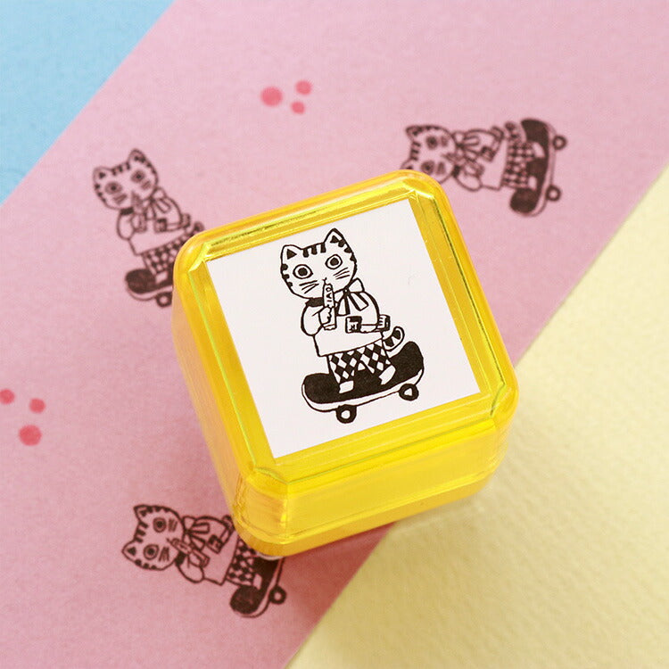 Sanby x Yumi Kitagishi Pre-Inked Stamp - Cat Going Out
