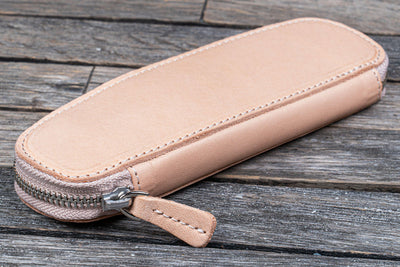 Galen Leather Zippered Duo Slim Pen Case for 2 pens