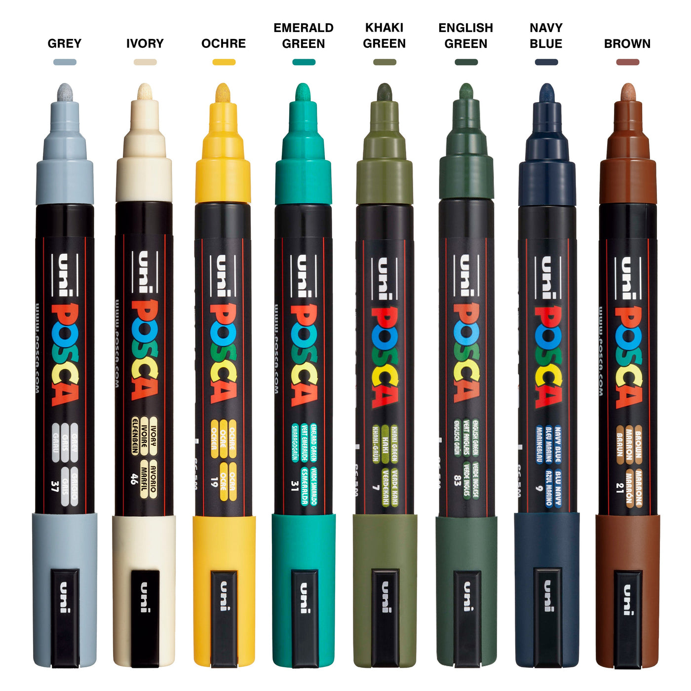 Uni POSCA PC-5M Water-Based Paint Markers - Earth Tones (8 Pack)