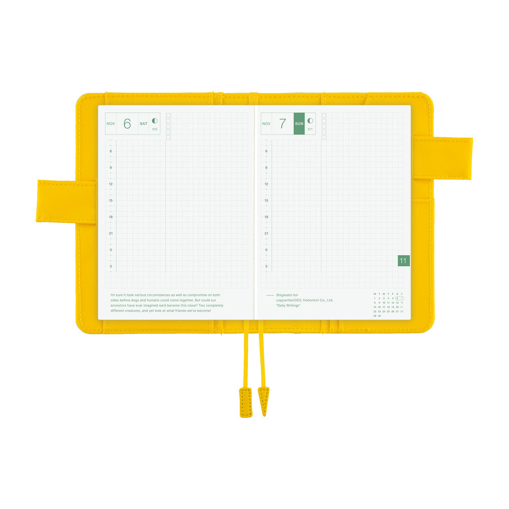 Hobonichi Techo A6 Original Planner Cover - Colors: Fresh Citron with English book