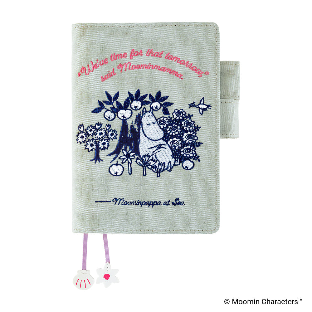 Hobonichi Techo A6 Original Planner Cover - Moomin: My Yard (Pale Mint)