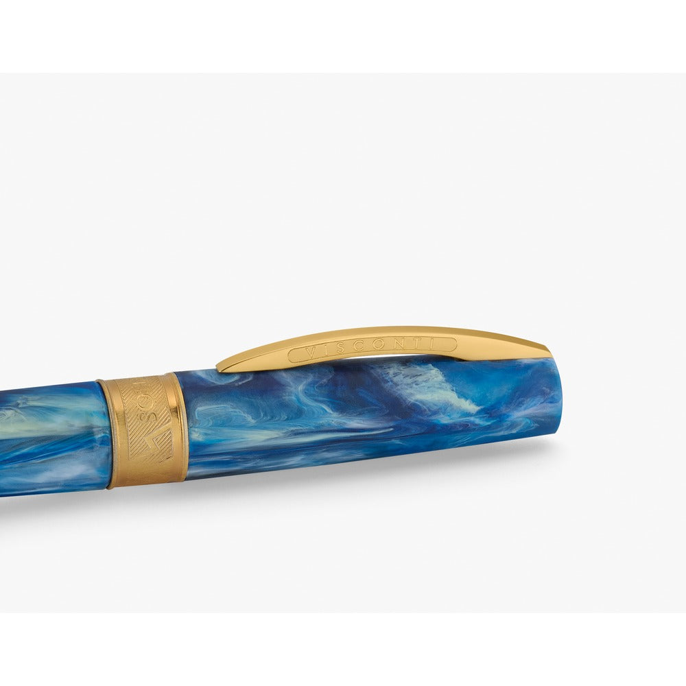 Visconti Mirage Mythos Odysseus collection, close-up of the acrylic resin pattern and cap band