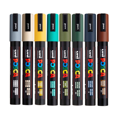 Uni POSCA PC-5M Water-Based Paint Markers - Earth Tones (8 Pack)