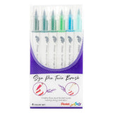 Pentel Arts Sign Pen Twin Brush Set - 6 Pack - Green Hues