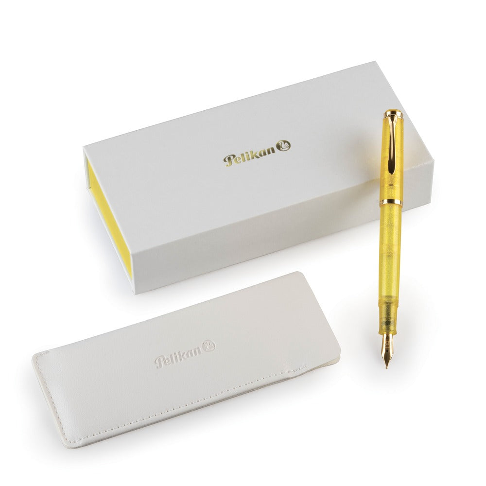 Pelikan Classic 200 Special Edition Pyrite fountain pen, close-up of the pen finish and gold-tone trim