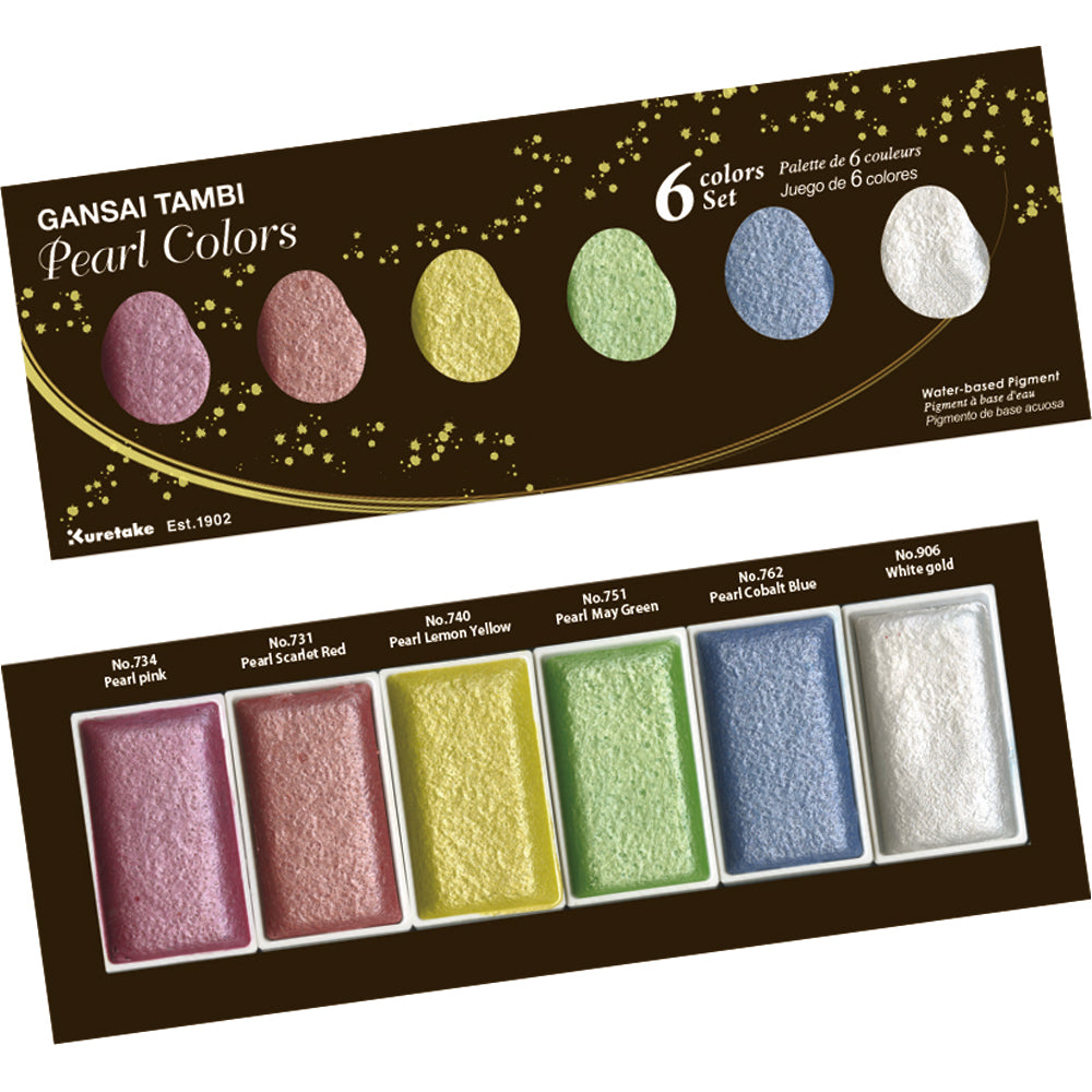 Kuretake Gainsai Tambi - Pearl Colors (6 color set)