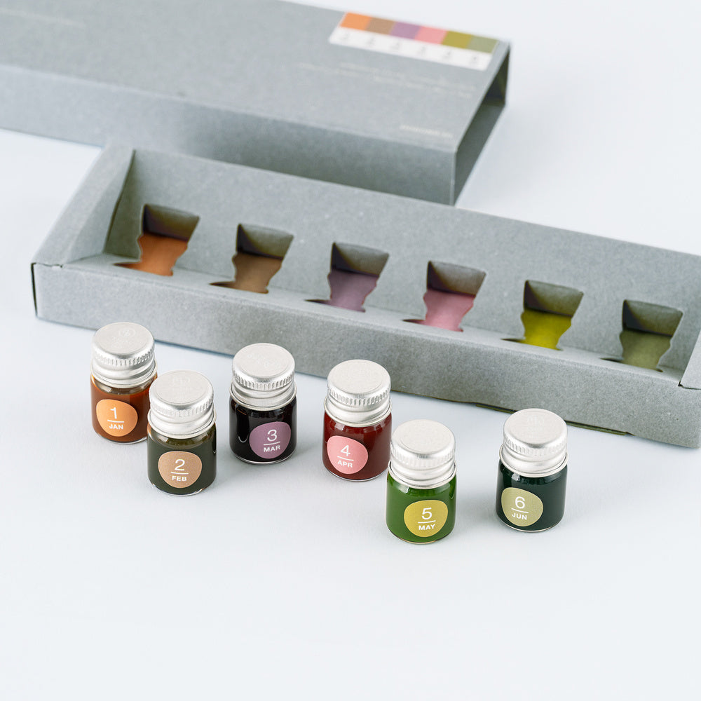 Hobonichi Kakimori x TSUKI no IRO: Mini Ink Bottle Set (Jan-Jun)