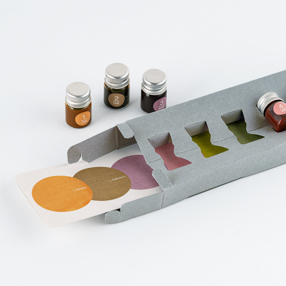 Hobonichi Kakimori x TSUKI no IRO: Mini Ink Bottle Set (Jan-Jun)