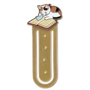 Pottering Cat Bookmarker - Brass Bookmark