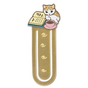 Pottering Cat Bookmarker - Brass Bookmark