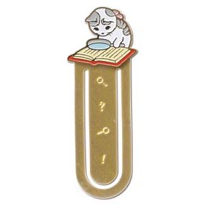 Pottering Cat Bookmarker - Brass Bookmark