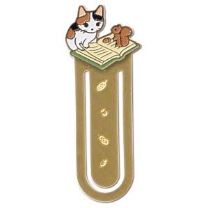 Pottering Cat Bookmarker - Brass Bookmark