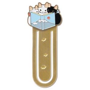 Pottering Cat Bookmarker - Brass Bookmark