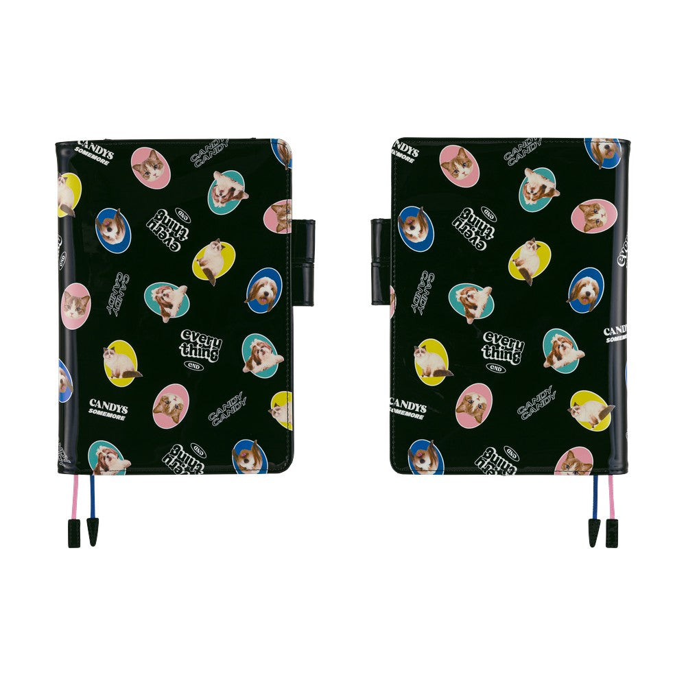 Hobonichi Techo A5 Cousin Planner Set - Candy Stripper: Random Dog & Cat (Black)