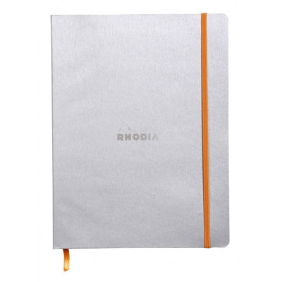 Rhodia Rhodiarama Soft Cover 7 1/2" x 9 7/8" Notebook - Dot - Silver | Atlas Stationers.