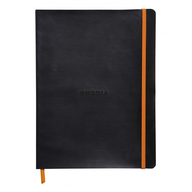 Rhodia Rhodiarama Soft Cover 7 1/2" x 9 7/8" Notebook - Dot - Black | Atlas Stationers.