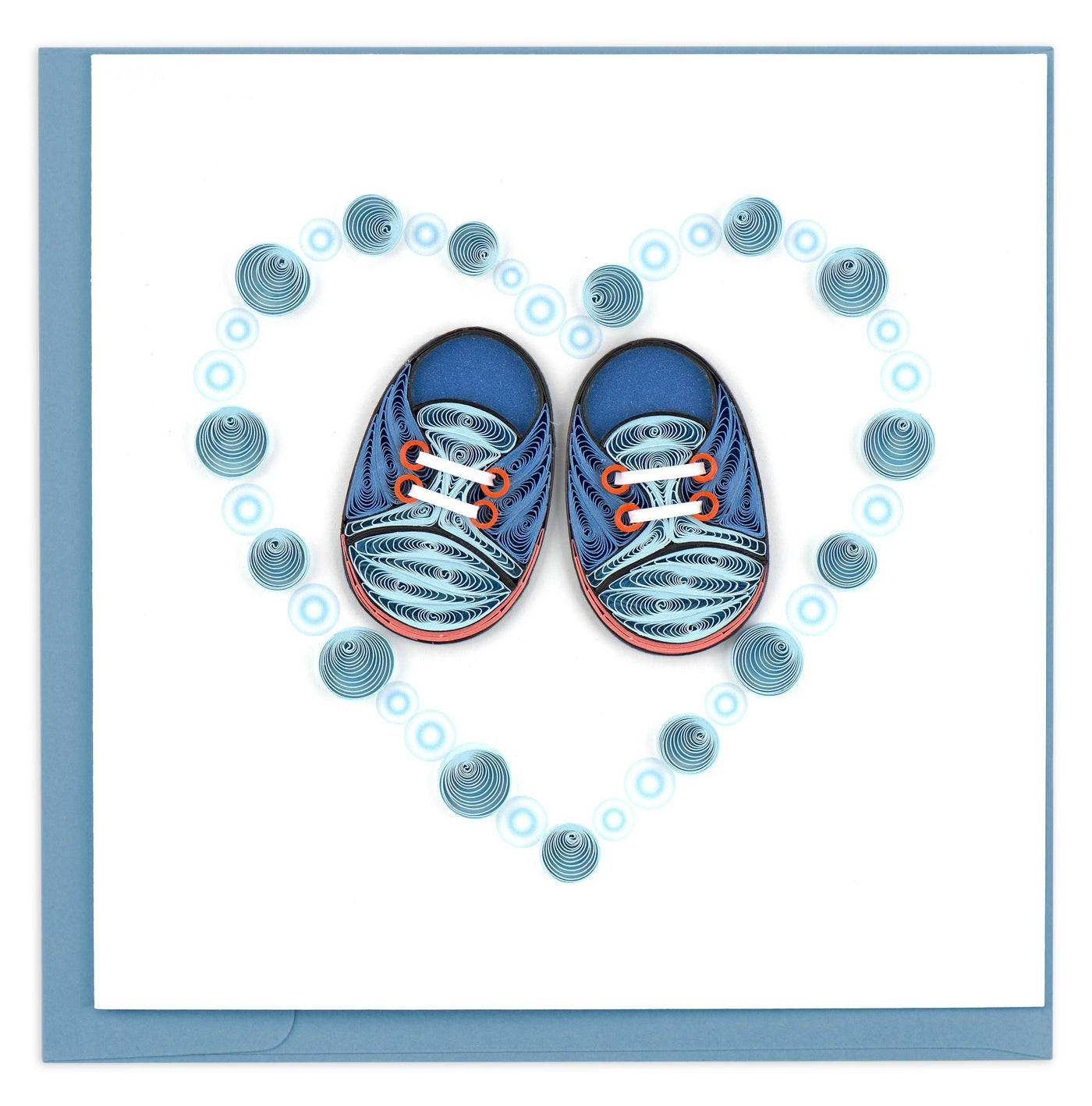 Quilled Blue Baby Booties Card | Atlas Stationers.