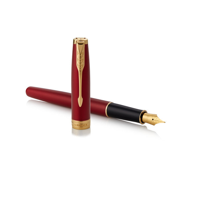 Parker Sonnet Fountain Pen - Lacquered Red with Gold Trim – Atlas