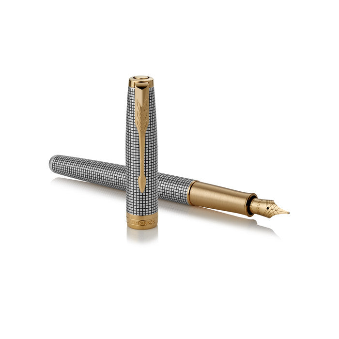 Parker Sonnet Fountain Pen - Silver Ciselé with Gold Trim – Atlas