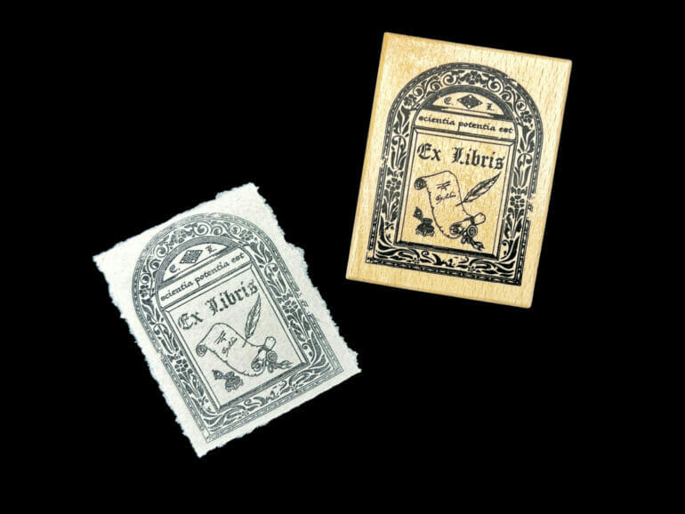 CoraCreaCrafts Wooden Stamp - Ex Libris