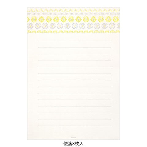 Midori Letterpress Stationery - Flower Line Yellow | Atlas Stationers.