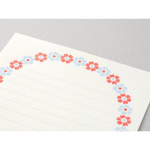 Midori Letterpress Stationery - Blue Flowers | Atlas Stationers.
