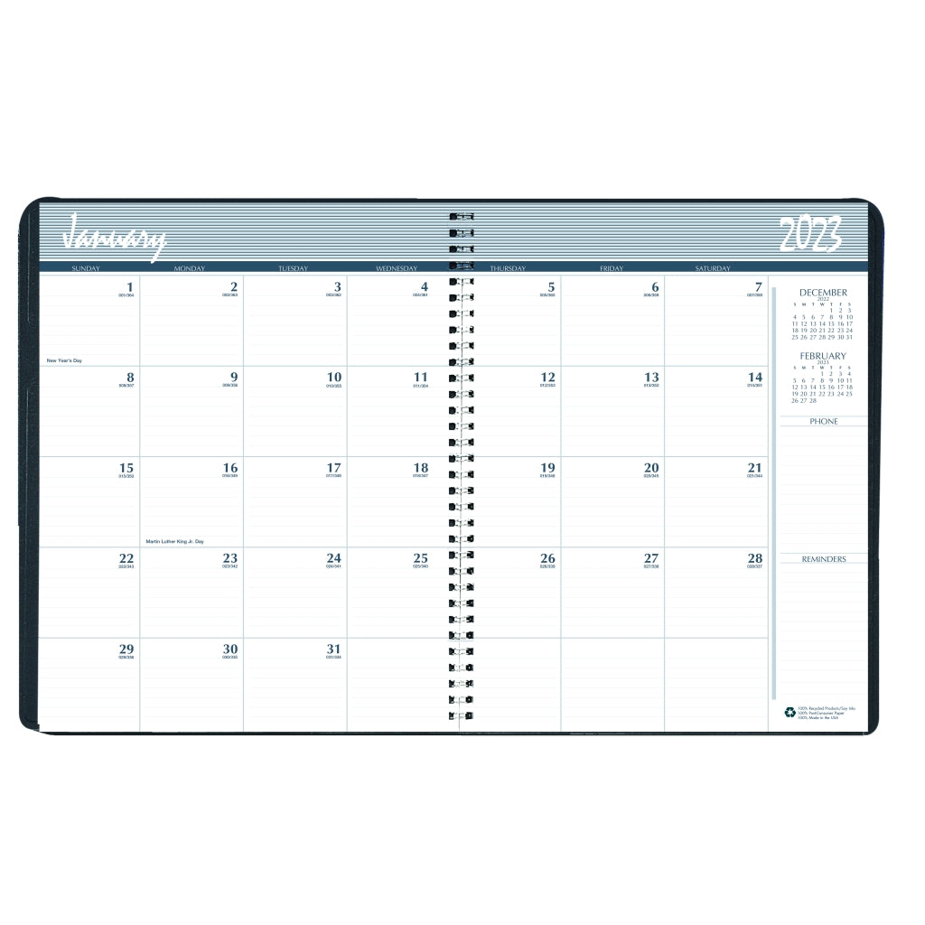 House of Doolittle 5 year Monthly Planner - 8 1/2" x 11" - Black Cover | Atlas Stationers.