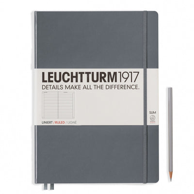 Leuchtturm A4+ Master Slim Hardcover Notebook - Anthracite Grey - Ruled | Atlas Stationers.