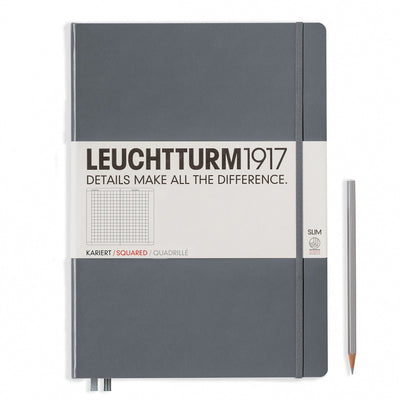 Leuchtturm A4+ Master Slim Hardcover Notebook - Anthracite Grey - Squared | Atlas Stationers.