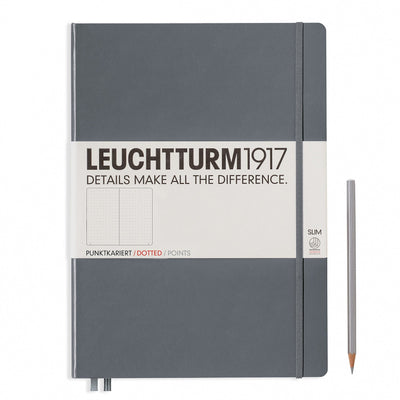 Leuchtturm A4+ Master Slim Hardcover Notebook - Anthracite Grey - Dot Grid | Atlas Stationers.