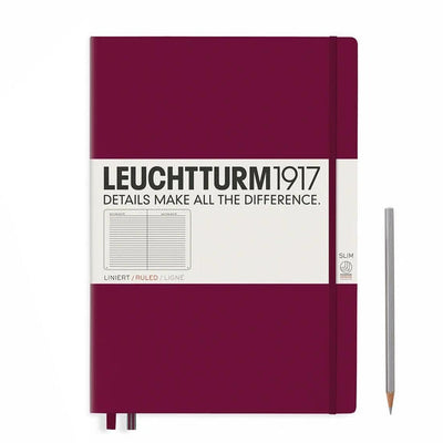 Leuchtturm A4+ Master Slim Hardcover Notebook - Port Red - Ruled | Atlas Stationers.