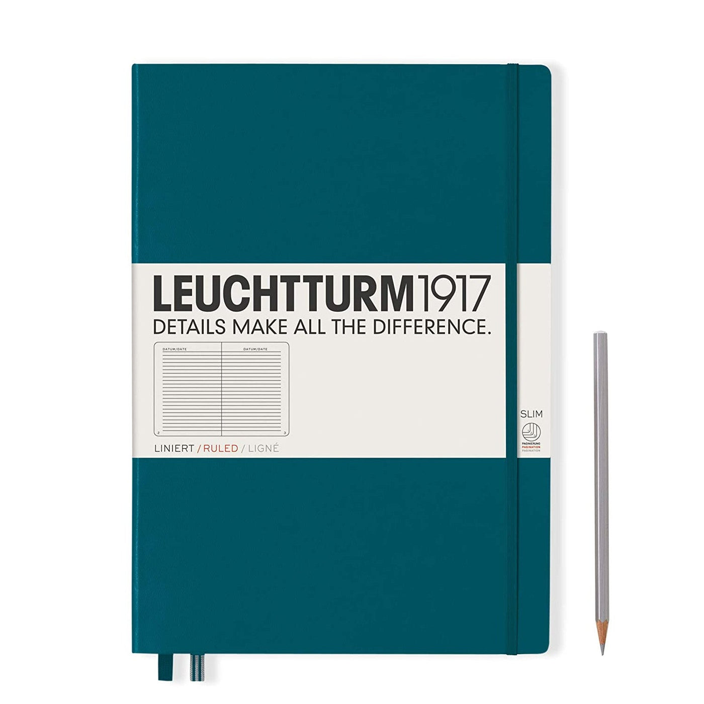 Leuchtturm A4+ Master Slim Hardcover Notebook - Pacific Green - Ruled | Atlas Stationers.